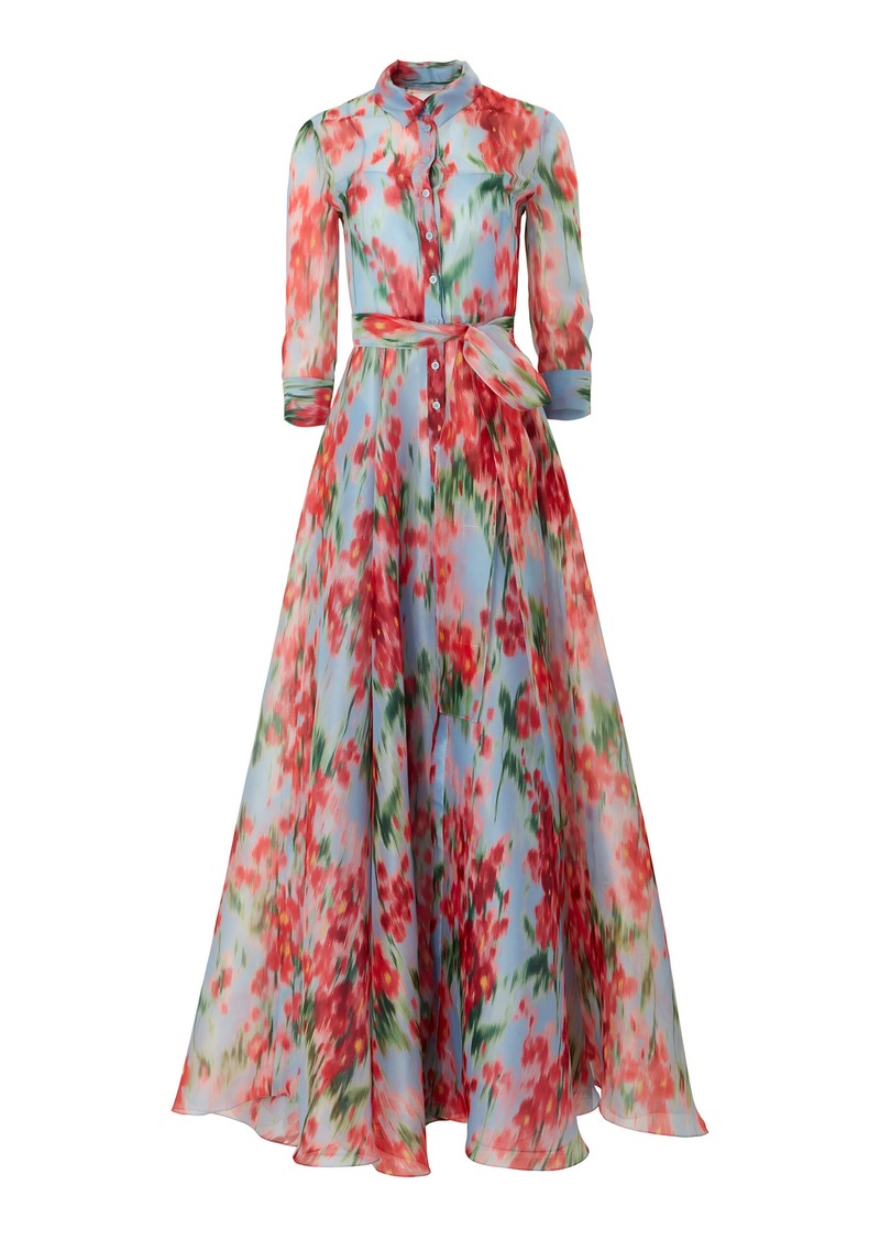 Carolina Herrera - Printed Silk Chiffon Shirt Gown - Multi - US 6 - Moda Operandi