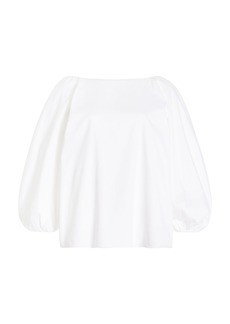 Carolina Herrera - Puff-Sleeve Cotton-Blend Top - White - US 2 - Moda Operandi