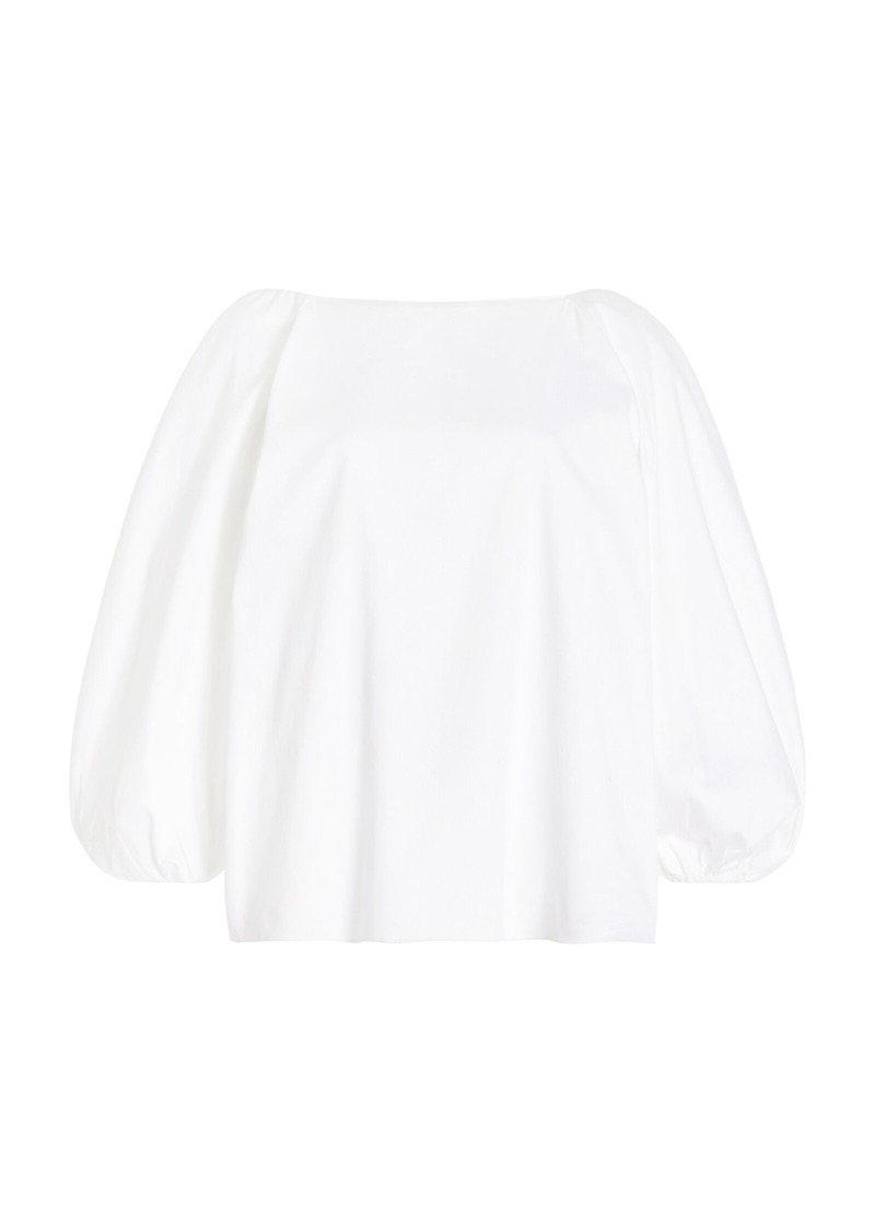 Carolina Herrera - Puff-Sleeve Cotton-Blend Top - White - US 4 - Moda Operandi