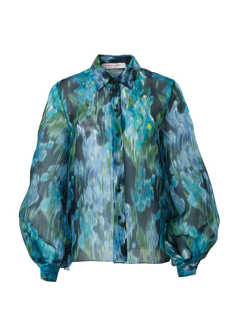 Carolina Herrera - Puff-Sleeve Floral Silk Chiffon Shirt - Multi - US 0 - Moda Operandi