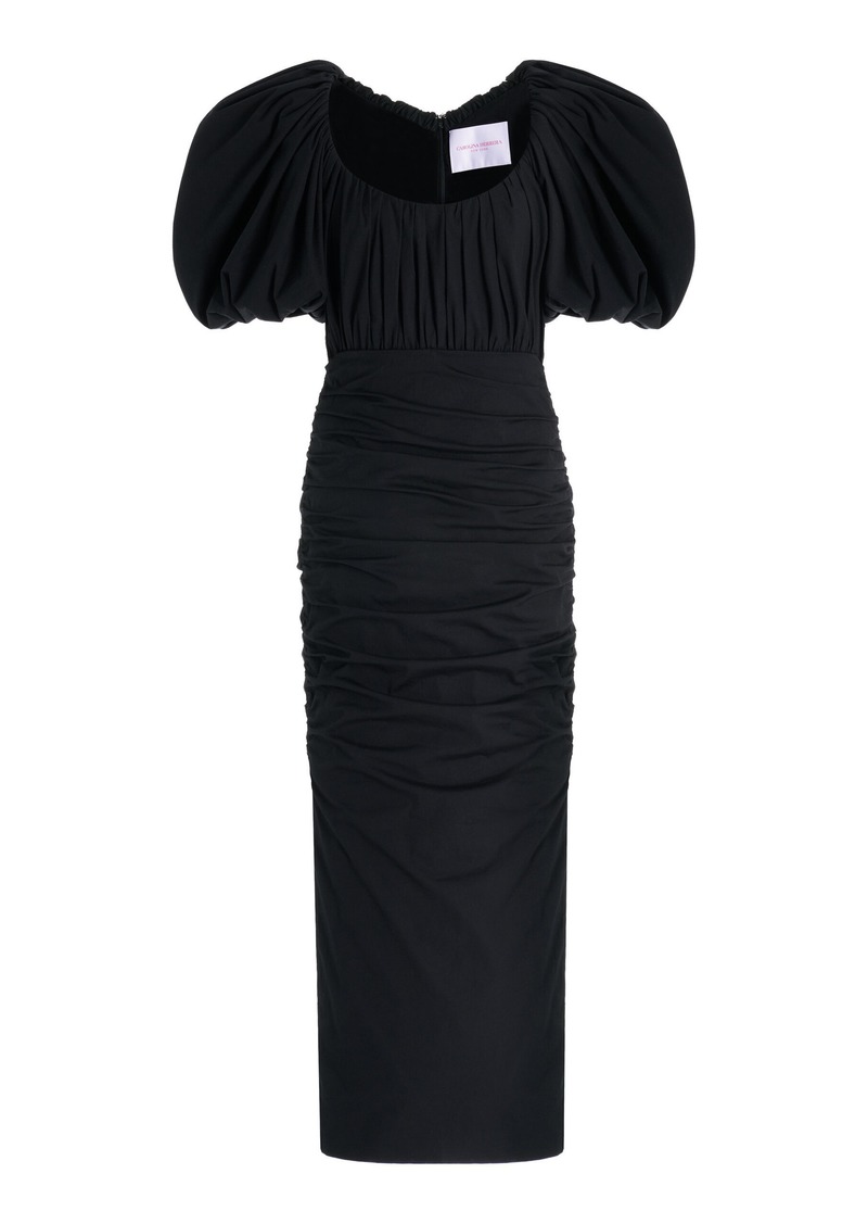 Carolina Herrera - Puff-Sleeve Midi Dress - Black - US 0 - Moda Operandi