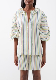 Carolina Herrera - Puff-sleeve Striped-cotton Blouse - Womens - Multi
