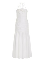 Carolina Herrera - Ruched Cotton-Blend Halter Maxi Dress - White - US 6 - Moda Operandi