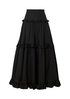 Carolina Herrera - Ruffled Cotton-Blend Maxi Skirt - Black - US 0 - Moda Operandi