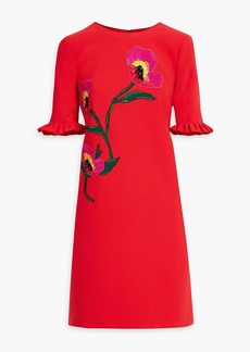 Carolina Herrera - Ruffled embellished crepe mini dress - Red - US 8