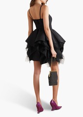 Carolina Herrera - Ruffled layered tulle and silk-faille mini dress - Black - US 6