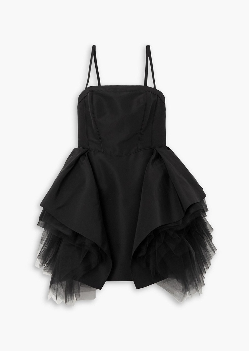 Carolina Herrera - Ruffled layered tulle and silk-faille mini dress - Black - US 6