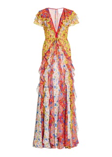 Carolina Herrera - Ruffled Maxi Dress - Floral - US 0 - Moda Operandi