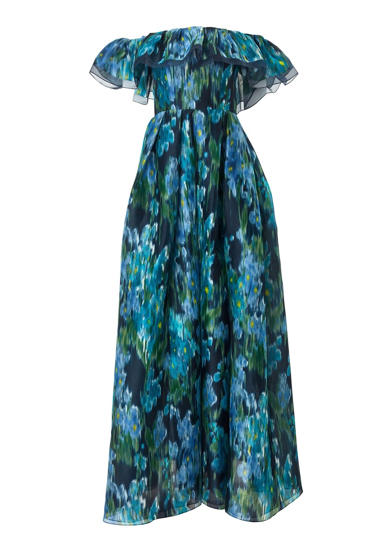 Carolina Herrera - Ruffled Off-The-Shoulder Silk Chiffon Gown - Multi - US 4 - Moda Operandi