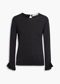 Carolina Herrera - Ruffled silk and cashmere-blend top - Black - L