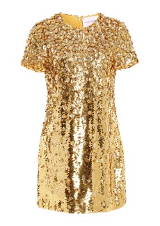 Carolina Herrera - Sequin Mini Shift Dress - Gold - US 10 - Moda Operandi