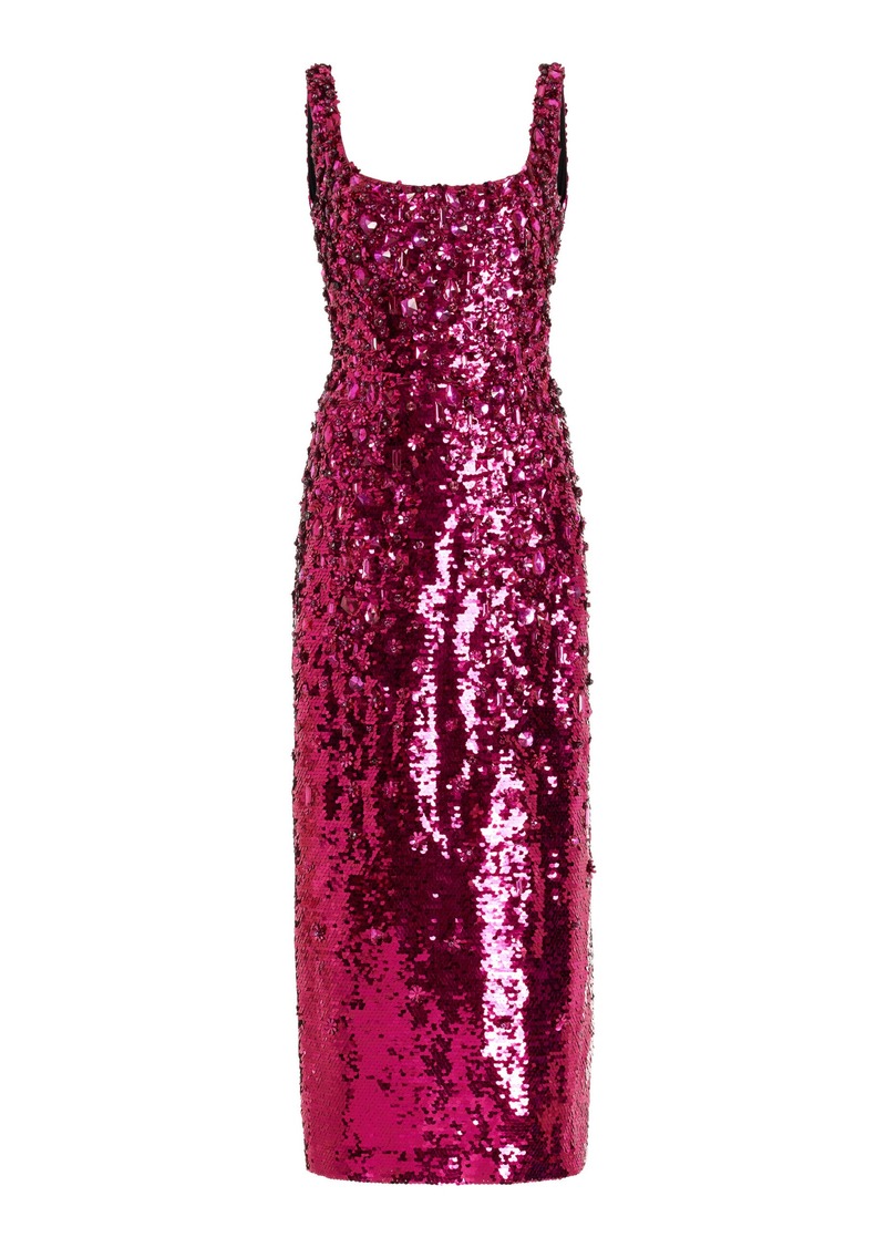 Carolina Herrera - Sequined Midi Dress - Pink - US 4 - Moda Operandi