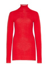 Carolina Herrera - Sheer Virgin-Wool Turtleneck Sweater - Black - L - Moda Operandi