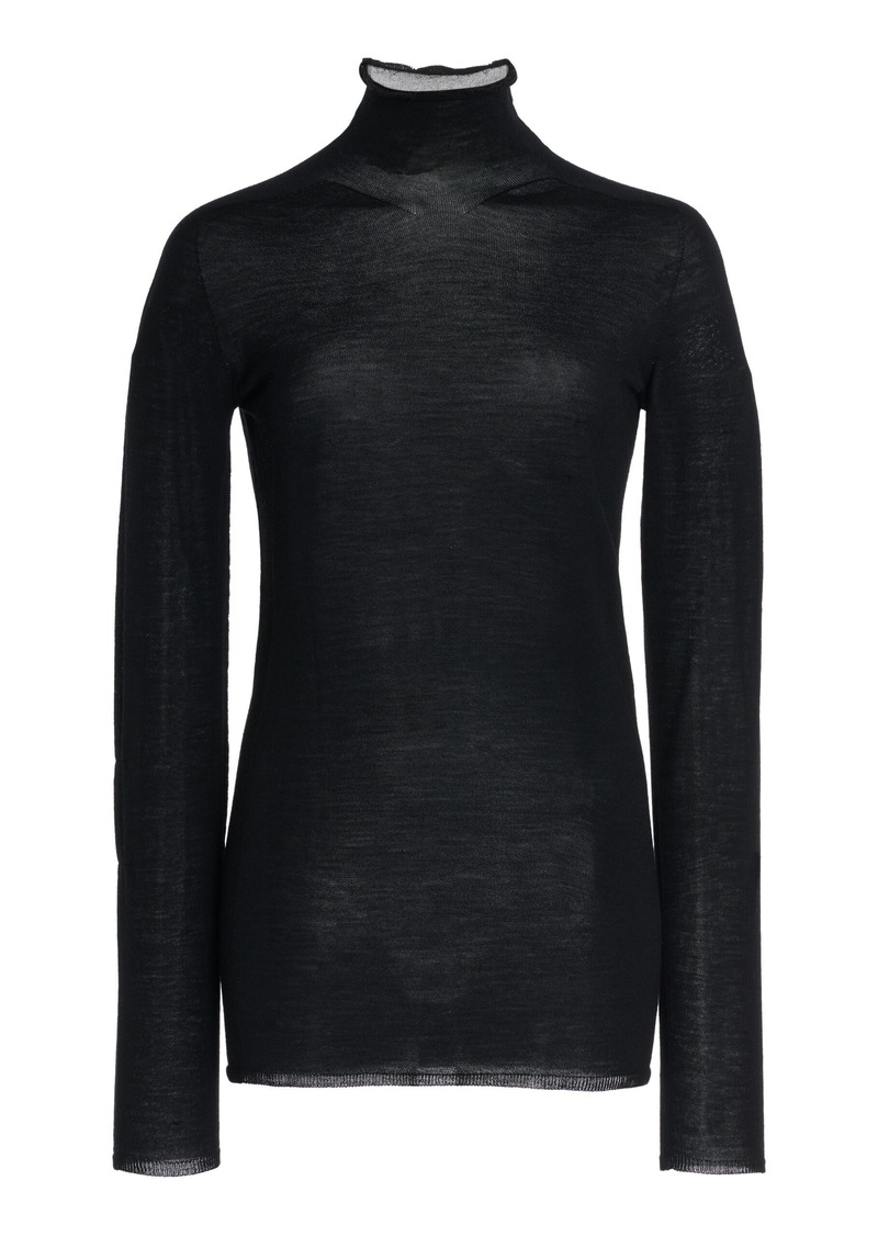 Carolina Herrera - Sheer Virgin-Wool Turtleneck Sweater - Black - XS - Moda Operandi