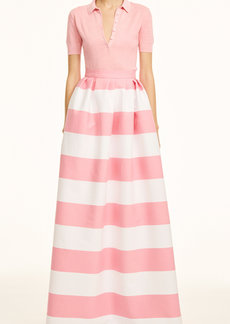 Carolina Herrera - Short Sleeve Silk-Cotton Polo Top - Pink - XS - Moda Operandi