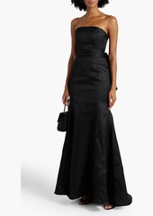 Carolina Herrera - Strapless bow-embellished silk gown - Black - US 0