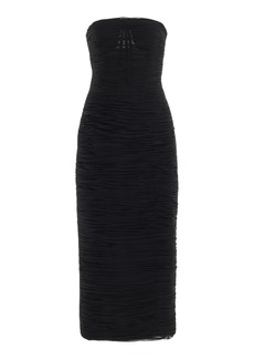 Carolina Herrera - Strapless Silk Midi Dress - Black - US 0 - Moda Operandi