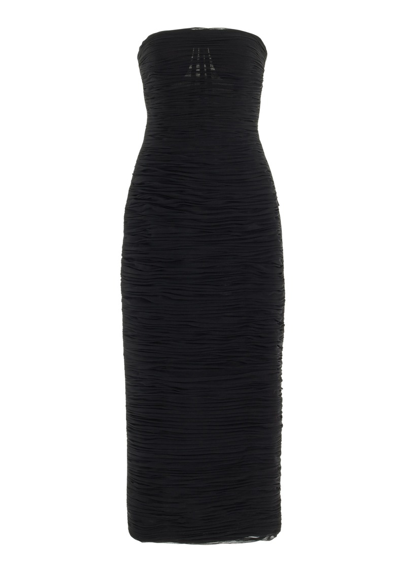 Carolina Herrera - Strapless Silk Midi Dress - Black - US 8 - Moda Operandi