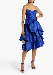 Carolina Herrera - Strapless tiered silk-taffeta dress - Blue - US 0