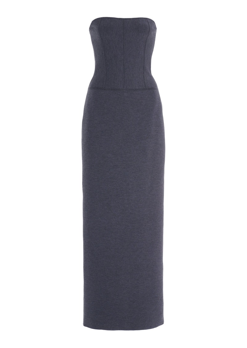 Carolina Herrera - Strapless Wool-Blend Maxi Dress - Grey - XL - Moda Operandi