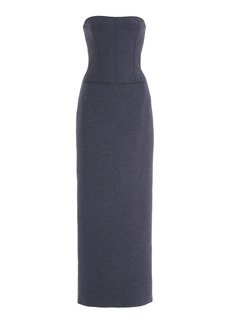 Carolina Herrera - Strapless Wool-Blend Maxi Dress - Grey - XS - Moda Operandi