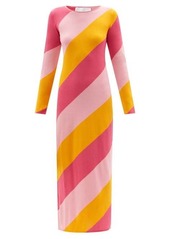 Carolina Herrera - Striped-jersey Maxi Dress - Womens - Pink Multi