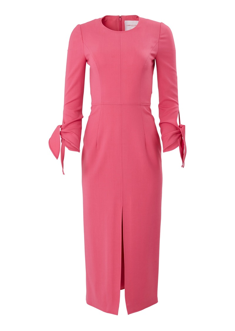 Carolina Herrera - Tie-Detailed Wool-Blend Midi Dress - Pink - US 0 - Moda Operandi