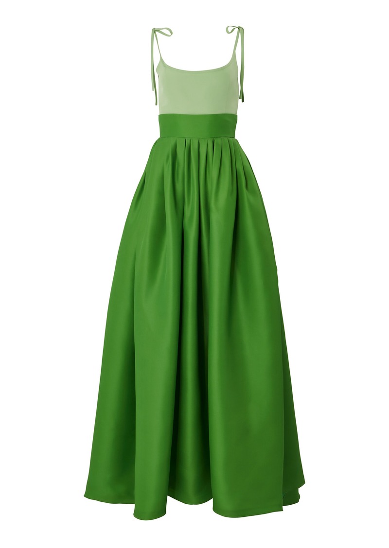 Carolina Herrera - Tie-Strap Silk Gown - Green - US 0 - Moda Operandi