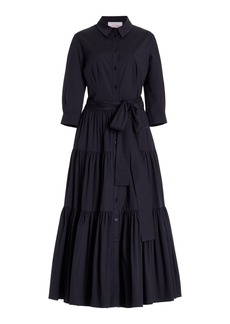 Carolina Herrera - Tiered Cotton Poplin Midi Shirt Dress - Navy - US 10 - Moda Operandi