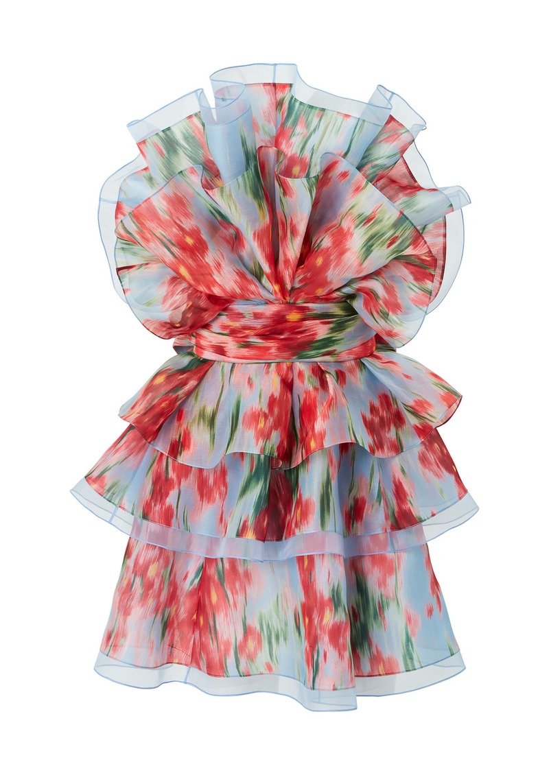 Carolina Herrera - Tiered-Ruffle Silk Chiffon Bustier Mini Dress - Multi - US 8 - Moda Operandi