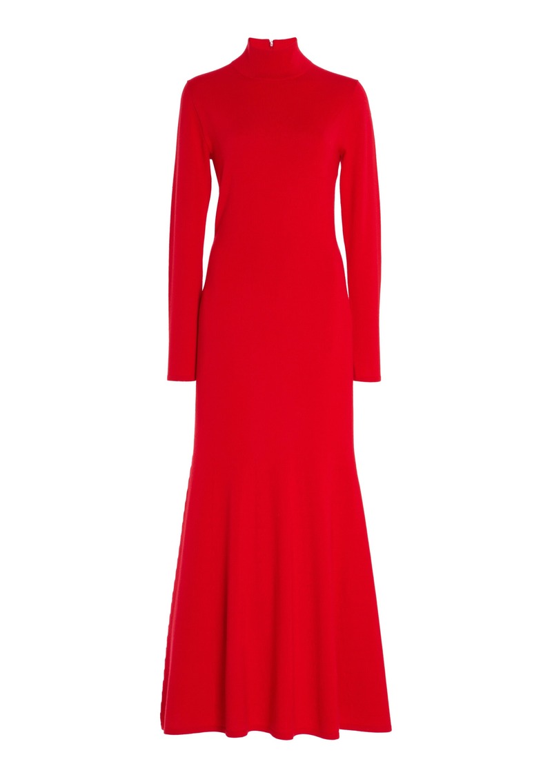 Carolina Herrera - Turtleneck Virgin-Wool Midi Dress - Red - L - Moda Operandi