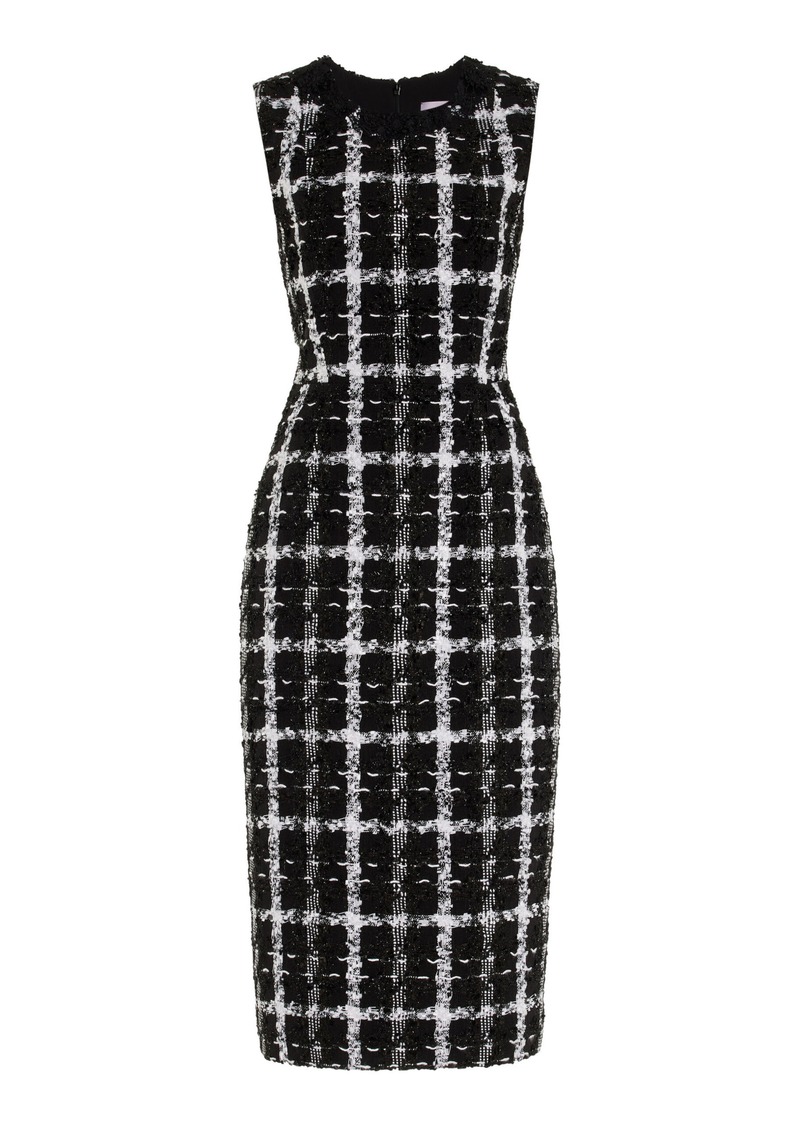 Carolina Herrera - Tweed Sheath Midi Dress - Black/white - US 10 - Moda Operandi