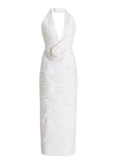 Carolina Herrera - Twisted Flower Cotton Midi Dress - White - US 2 - Moda Operandi