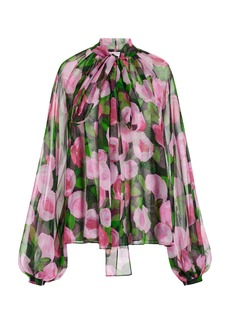 Carolina Herrera - Women's Floral-Printed Chiffon Button Up Blouse - Multi - US 4 - Moda Operandi
