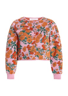Carolina Herrera - Women's Floral Silk-Knit Cardigan Top - Floral - S - Moda Operandi