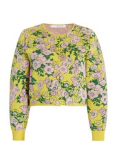 Carolina Herrera - Women's Floral Silk-Knit Cardigan Top - Print - M - Moda Operandi