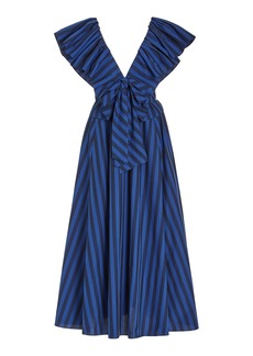 Carolina Herrera - Women's Ruffled Cotton Midi Dress - Stripe - Moda Operandi
