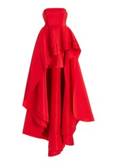 Carolina Herrera - Women's Ruffled Silk Strapless High-Low Gown - Red - US 8 - Moda Operandi