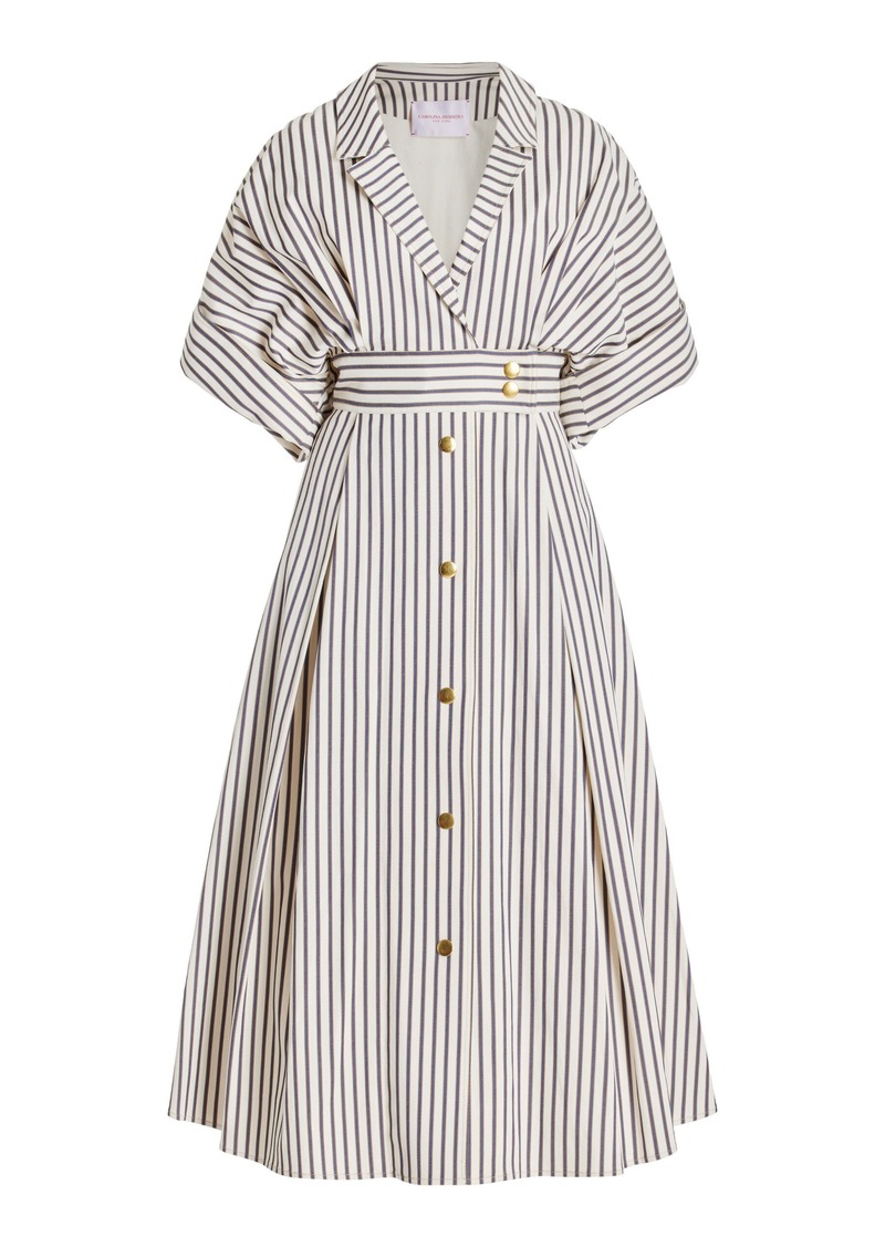 Carolina Herrera - Wrapped Cotton-Blend Midi Shirt Dress - Stripe - US 10 - Moda Operandi
