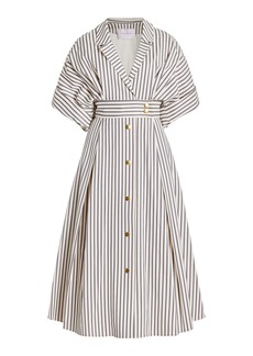 Carolina Herrera - Wrapped Cotton-Blend Midi Shirt Dress - Stripe - US 8 - Moda Operandi