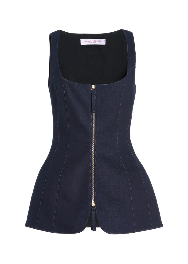 Carolina Herrera - Zip-Front Top - Navy - US 6 - Moda Operandi