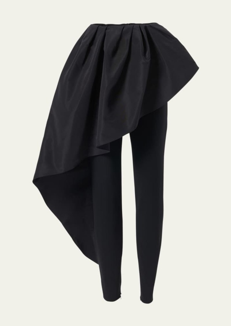 Carolina Herrera Asymmetric Ruffle Skinny-Leg Ankle Pants