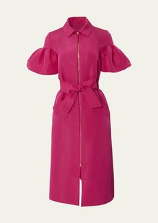 Carolina Herrera Belted Flutter-Sleeve Midi Dress