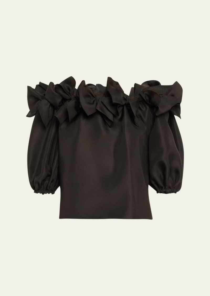 Carolina Herrera Bow Off-The-Shoulder Puff-Sleeve Top