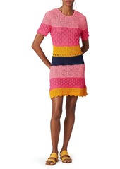 Carolina Herrera Colorblock Short Sleeve Cotton Sweater Dress in Multi at Nordstrom