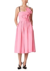 Carolina Herrera Contrast Strap Bow Detail Cutout Stretch Cotton Dress in Candy Pink at Nordstrom