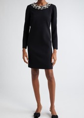 Carolina Herrera Embellished Long Sleeve Cocktail Minidress