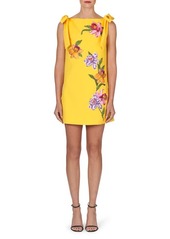 Carolina Herrera Embroidered Floral Bow Detail Shift Minidress