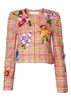 Carolina Herrera Embroidered Floral Check Jacket