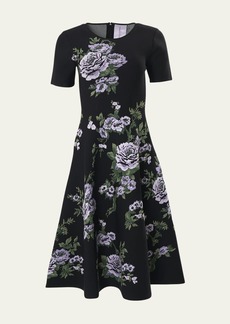 Carolina Herrera Fit-And-Flare Floral Print Knit Dress
